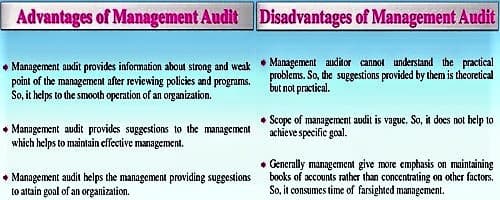 advantages and disadvantages of management audit