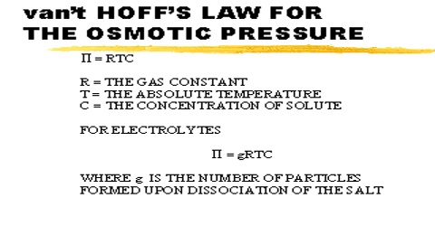 Van’t Hoff’s Laws of Osmotic Pressure