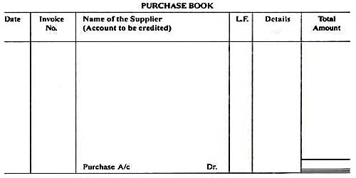 Format of Purchase Book
