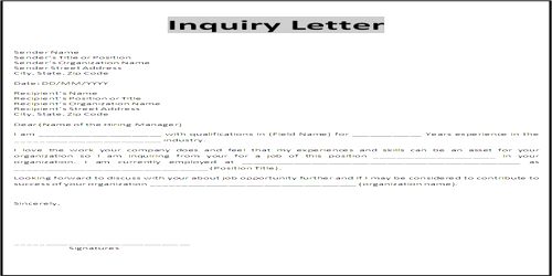 Contents or Elements of Personal Status Inquiry Letter