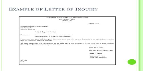 Reply Letter to Inquiries