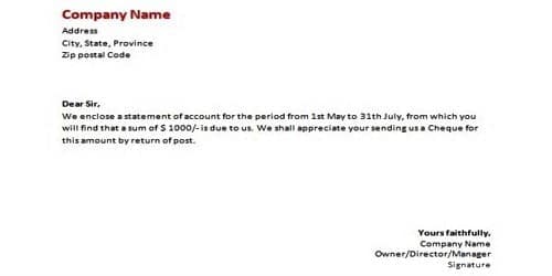 Sending Statement Of Account Letter QS Study