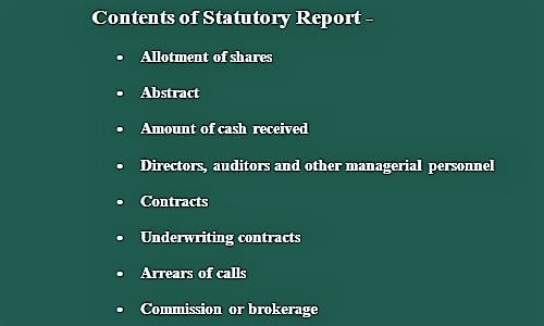 contents of statutory report 1