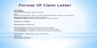 From or Type of Claim Letter