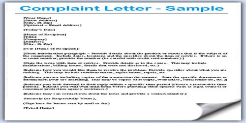 Meaning of Complaint Letter