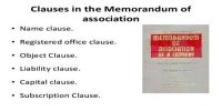 Capital clause of Memorandum of Association