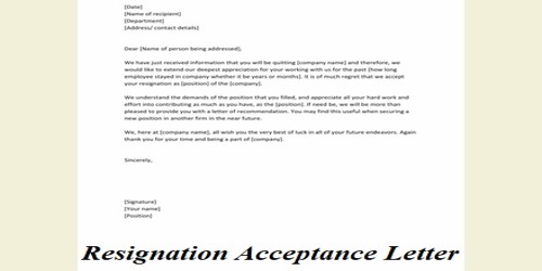 Resignation Acknowledgment and Acceptance Letter