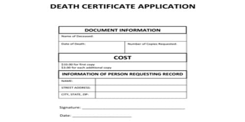 Application for Death Certificate from Hospital
