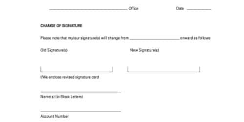 Application to Bank Manager for Change Signature
