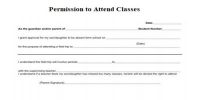Application to Principal for Permission to Attend Classes