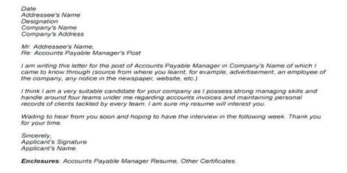 Cover Letter for Accounts Payable Manager
