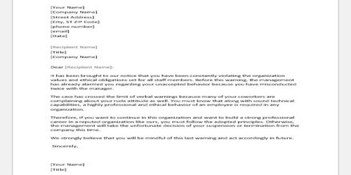 Job Suspension Letter for Misconduct