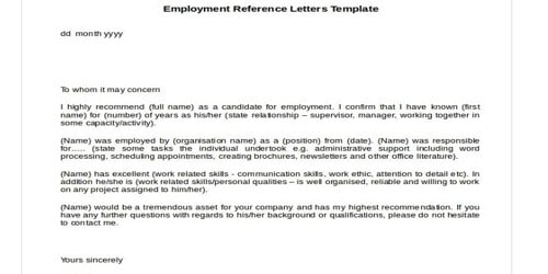 Recommendation Letter for a Candidate for Job