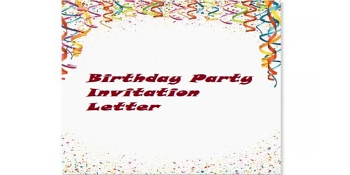 Birthday Party Invitation Letter