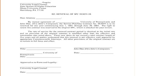 Contract Renewal Letter of an Agreement