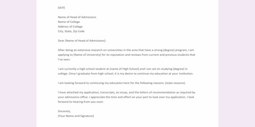Cover Letter for Admissions Director for University