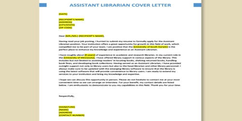 Cover Letter for Assistant Librarian