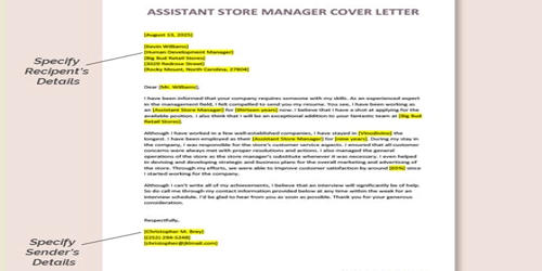 Cover Letter for Assistant Store Manager