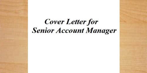 Cover Letter for Senior Account Manager