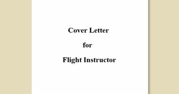 Cover Letter for Flight Instructor